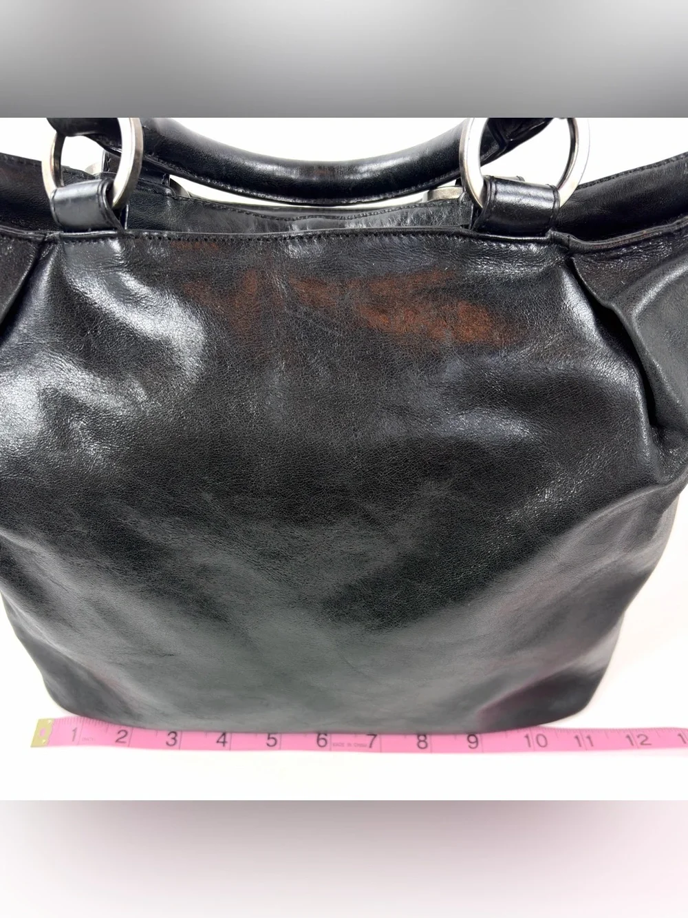 HOBO International Black Distressed Leather Convertible Shoulder Tote Bag
